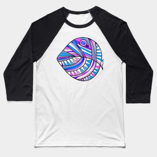 Mazipoodles New Fish Head Leaf White Purple Blue Distressed Baseball T-Shirt